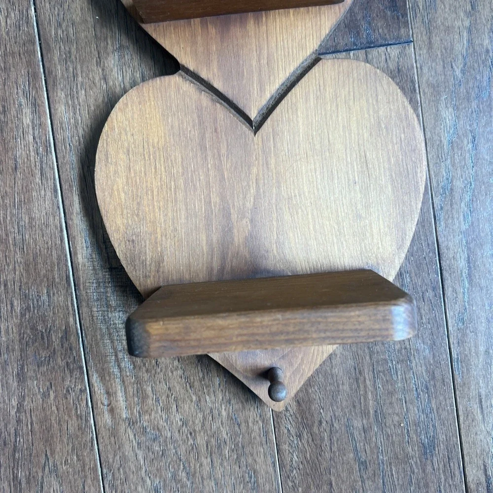 Vintage Wood Heart Shelf 3 Shelves 21